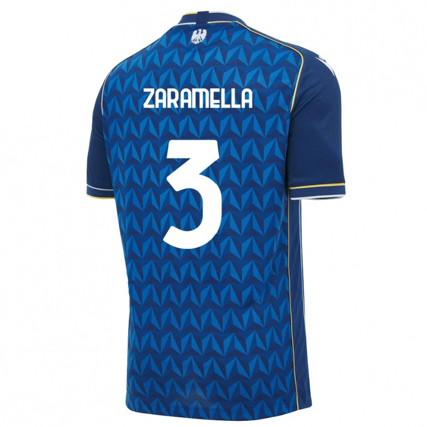 Danxen Mulher Camisola Pietro Zaramella #3 Azul Real Branco Azul Alternativa 2026/27 Camisa