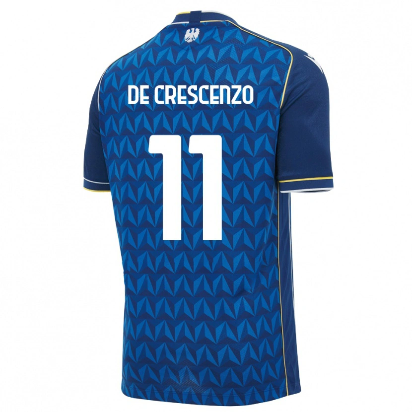 Danxen Mulher Camisola Marco De Crescenzo #11 Azul Real Branco Azul Alternativa 2026/27 Camisa