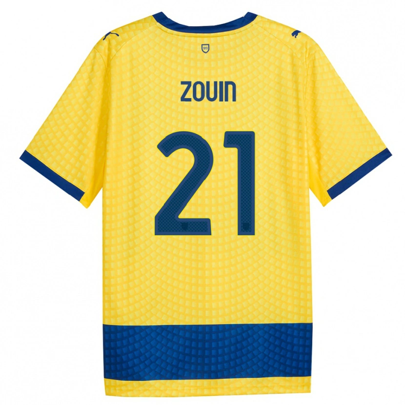 Danxen Mulher Camisola Aymen Zouin #21 Amarelo Azul Preto Alternativa 2026/27 Camisa