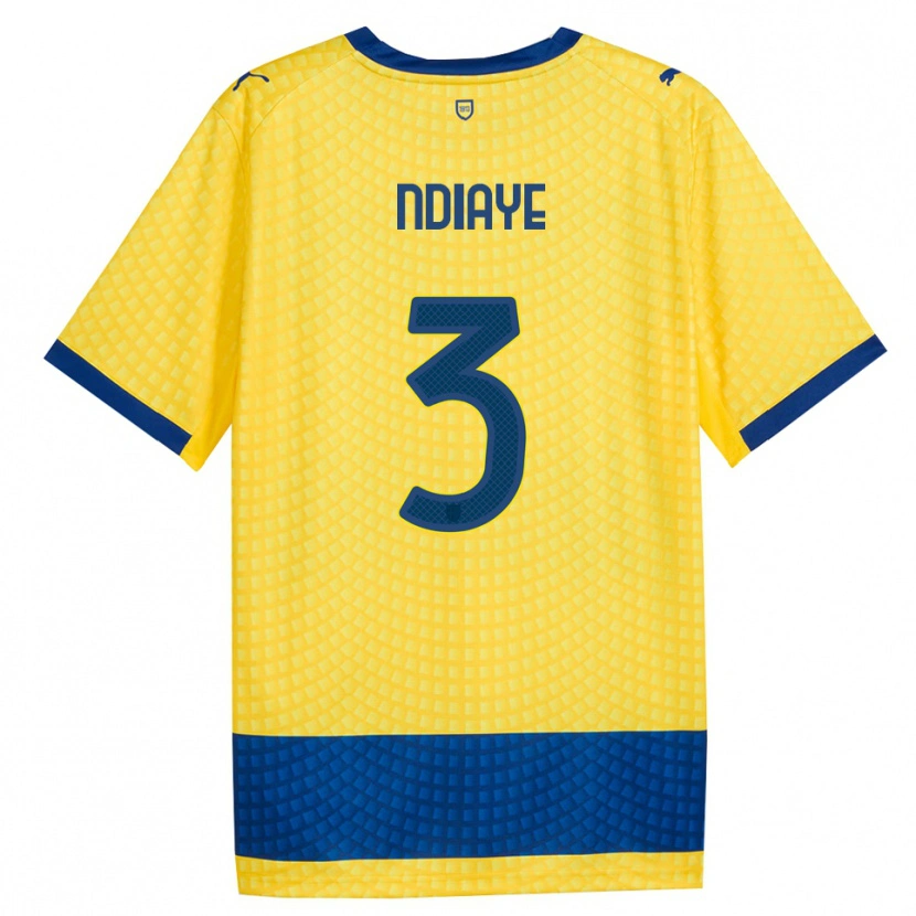 Danxen Mulher Camisola Abdoulaye Ndiaye #3 Amarelo Azul Preto Alternativa 2026/27 Camisa