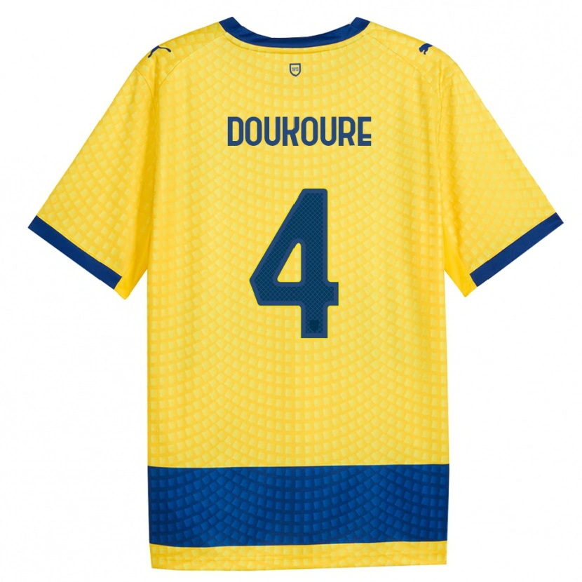 Danxen Mulher Camisola Vamoussa Doukoure #4 Amarelo Azul Preto Alternativa 2026/27 Camisa