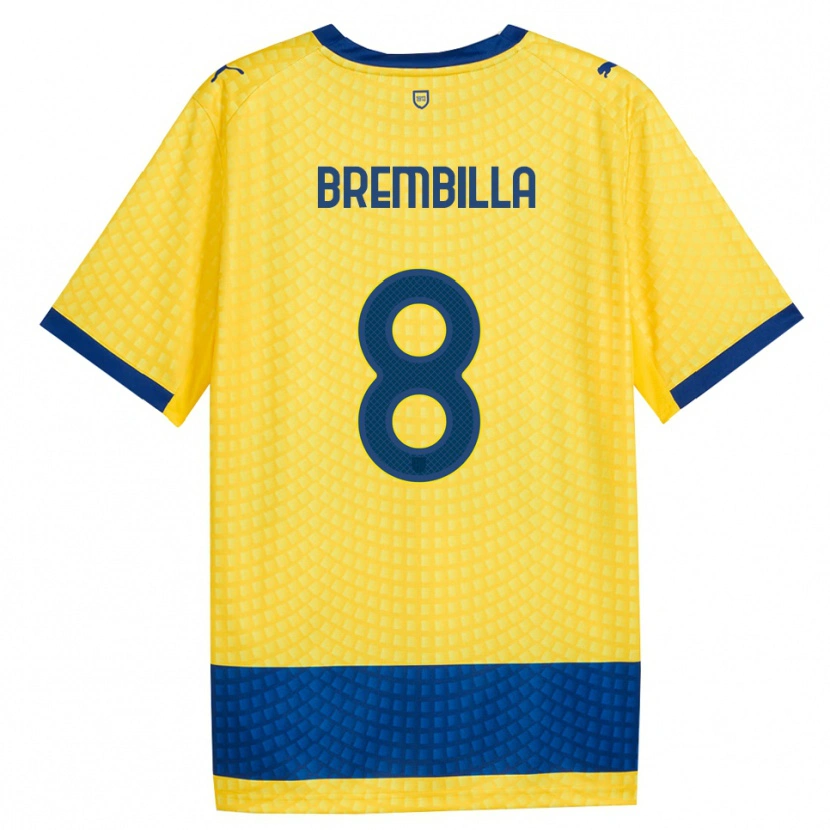 Danxen Mulher Camisola Cristiano Brembilla #8 Amarelo Azul Preto Alternativa 2026/27 Camisa