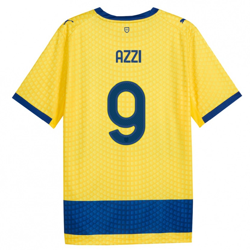 Danxen Mulher Camisola Federico Azzi #9 Amarelo Azul Preto Alternativa 2026/27 Camisa