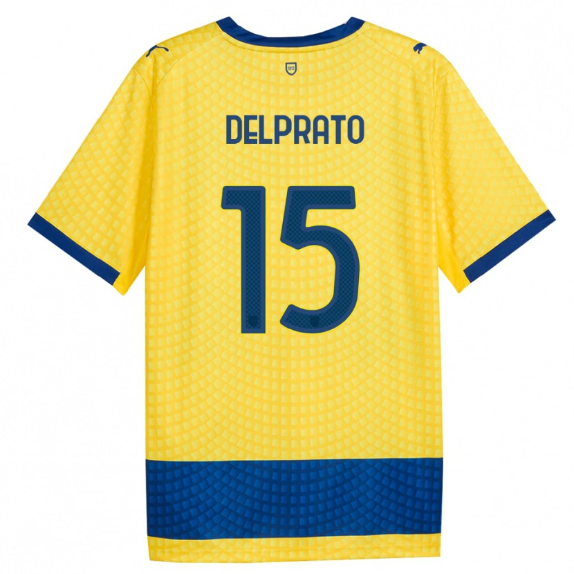 Danxen Mulher Camisola Enrico Delprato #15 Amarelo Azul Preto Alternativa 2026/27 Camisa