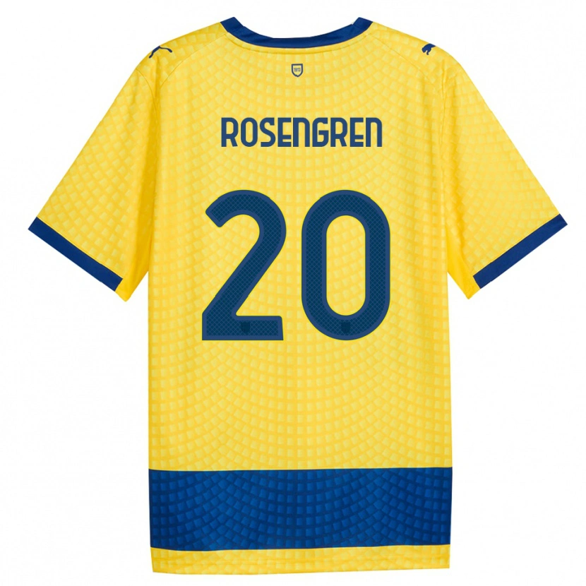 Danxen Mulher Camisola Lukas Rosengren #20 Amarelo Azul Preto Alternativa 2026/27 Camisa