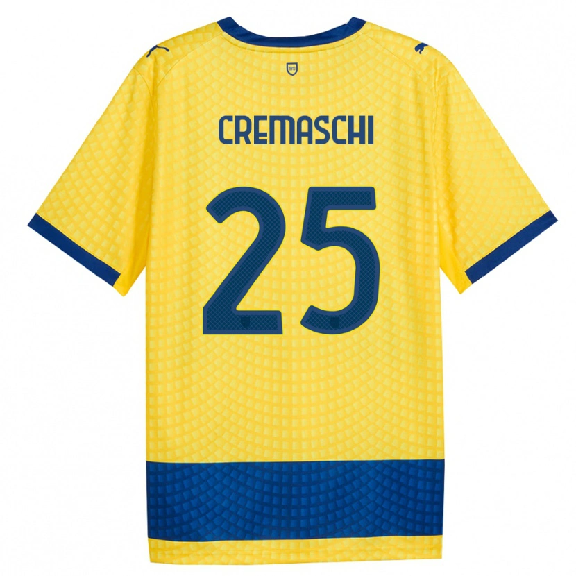 Danxen Mulher Camisola Benja Cremaschi #25 Amarelo Azul Preto Alternativa 2026/27 Camisa