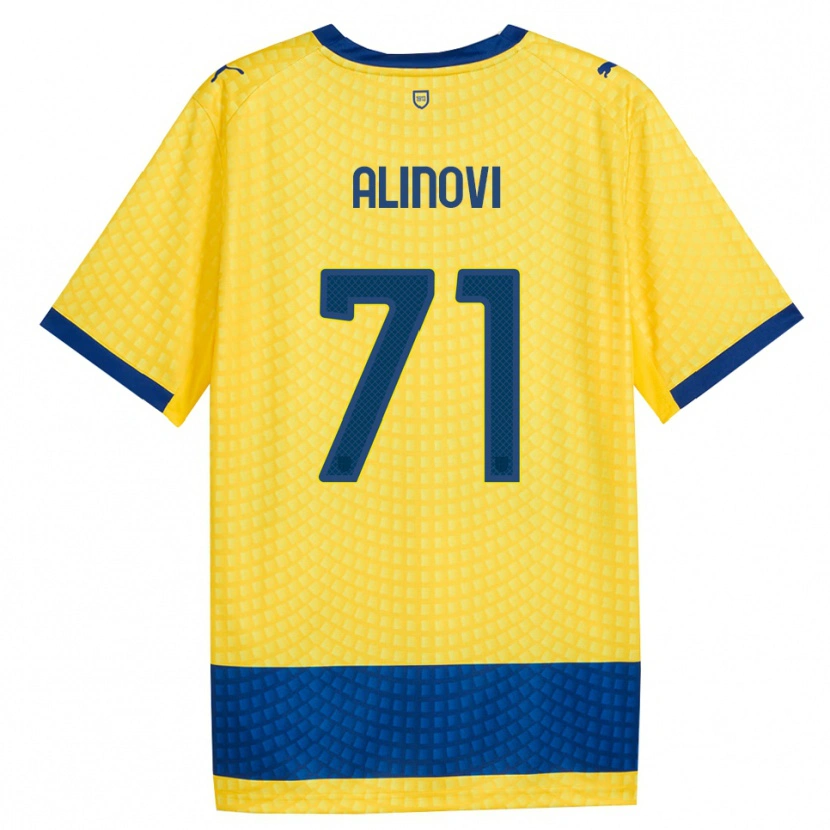 Danxen Mulher Camisola Filippo Alinovi #71 Amarelo Azul Preto Alternativa 2026/27 Camisa