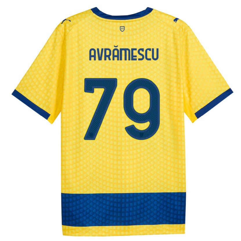 Danxen Mulher Camisola Ianis Avrămescu #79 Amarelo Azul Preto Alternativa 2026/27 Camisa