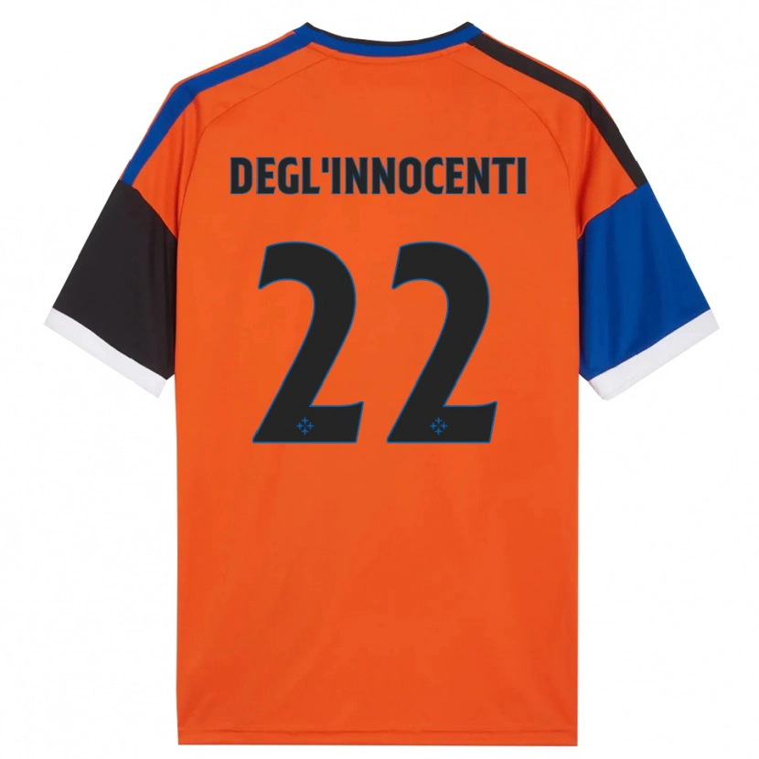 Danxen Mulher Camisola Luca Degl'innocenti #22 Laranja Azul Preto Branco Alternativa 2026/27 Camisa