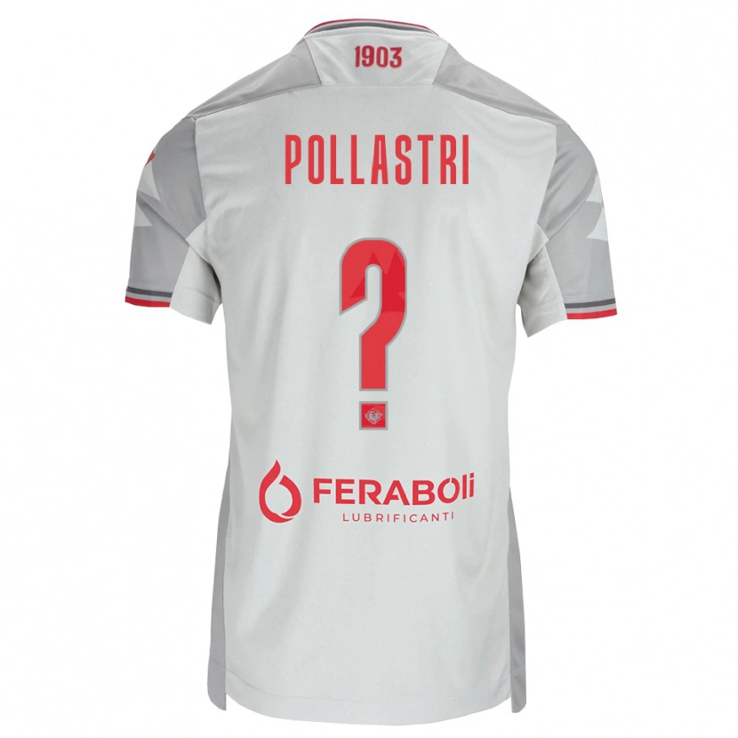 Danxen Mulher Camisola Luca Pollastri #0 Cinza Branco Vermelho Alternativa 2026/27 Camisa
