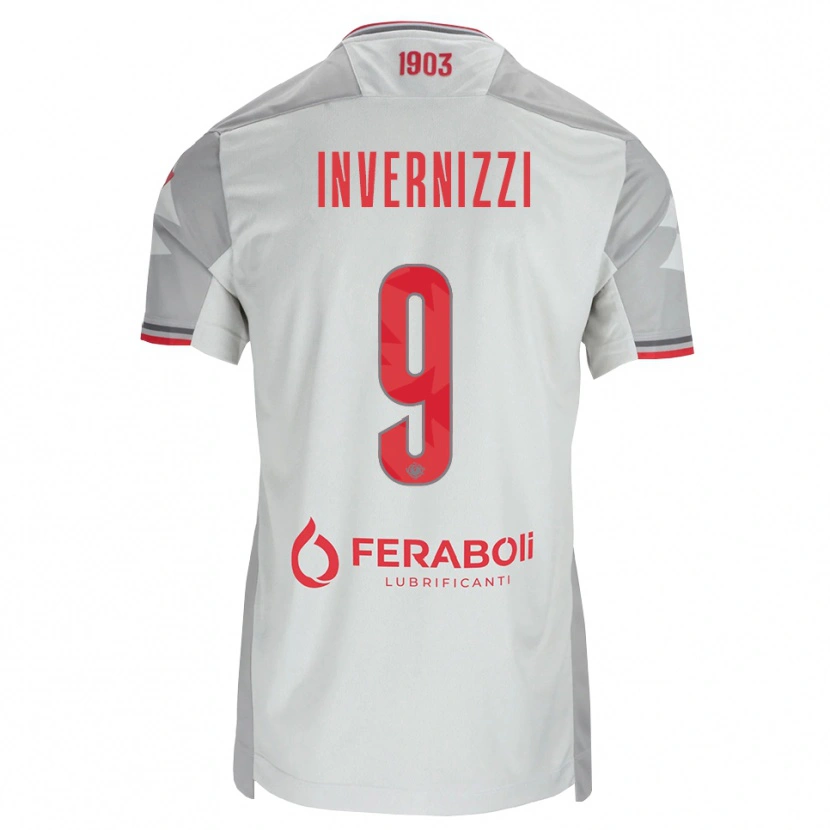 Danxen Mulher Camisola Leonardo Invernizzi #9 Cinza Branco Vermelho Alternativa 2026/27 Camisa