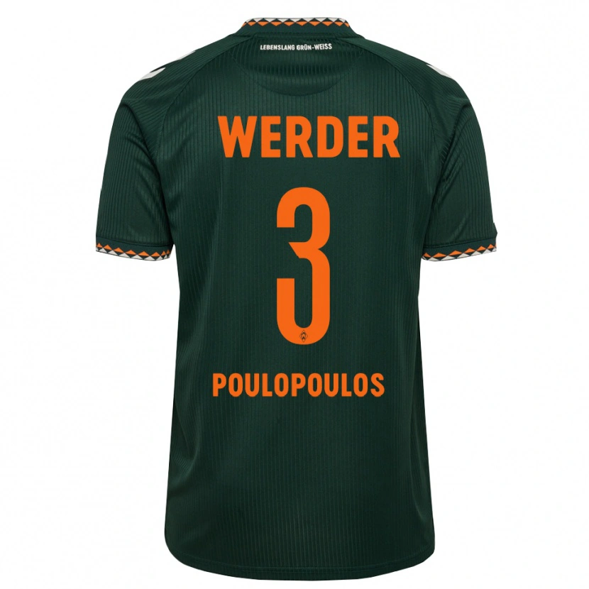 Danxen Mulher Camisola Andreas Poulopoulos #3 Verde Escuro Laranja Branco Alternativa 2026/27 Camisa