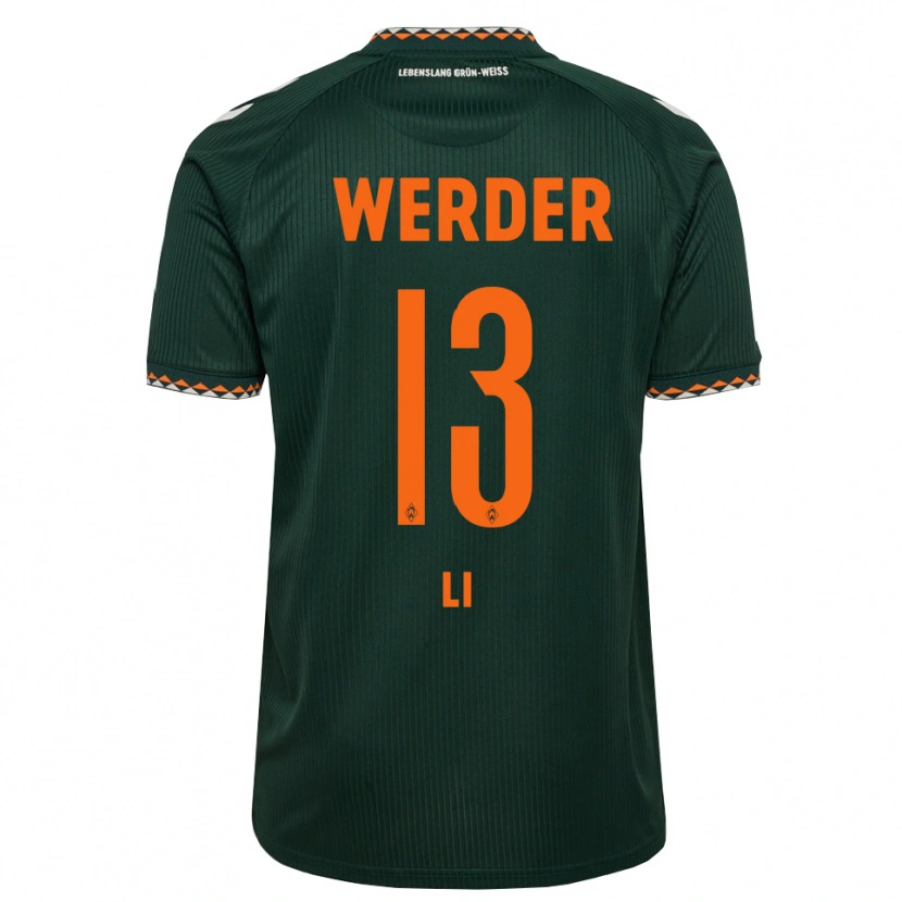 Danxen Mulher Camisola Xiancheng Li #13 Verde Escuro Laranja Branco Alternativa 2026/27 Camisa