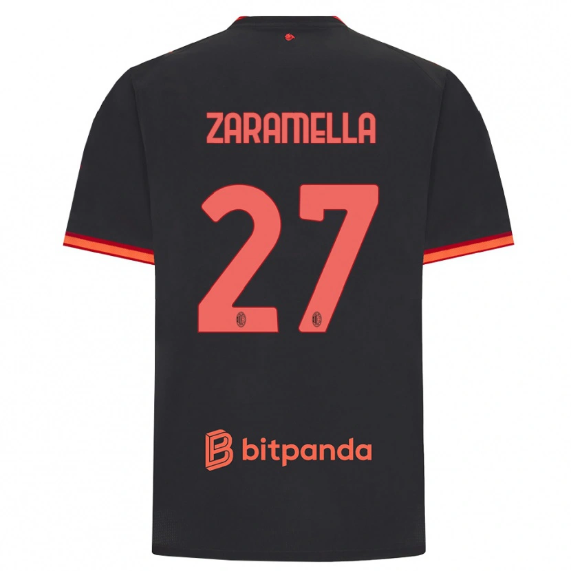 Danxen Mulher Camisola Mattia Zaramella #27 Preto Vermelho Terceiro 2026/27 Camisa