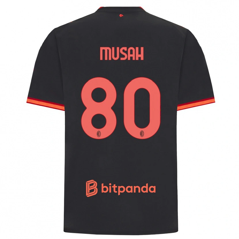 Danxen Mulher Camisola Yunus Musah #80 Preto Vermelho Terceiro 2026/27 Camisa