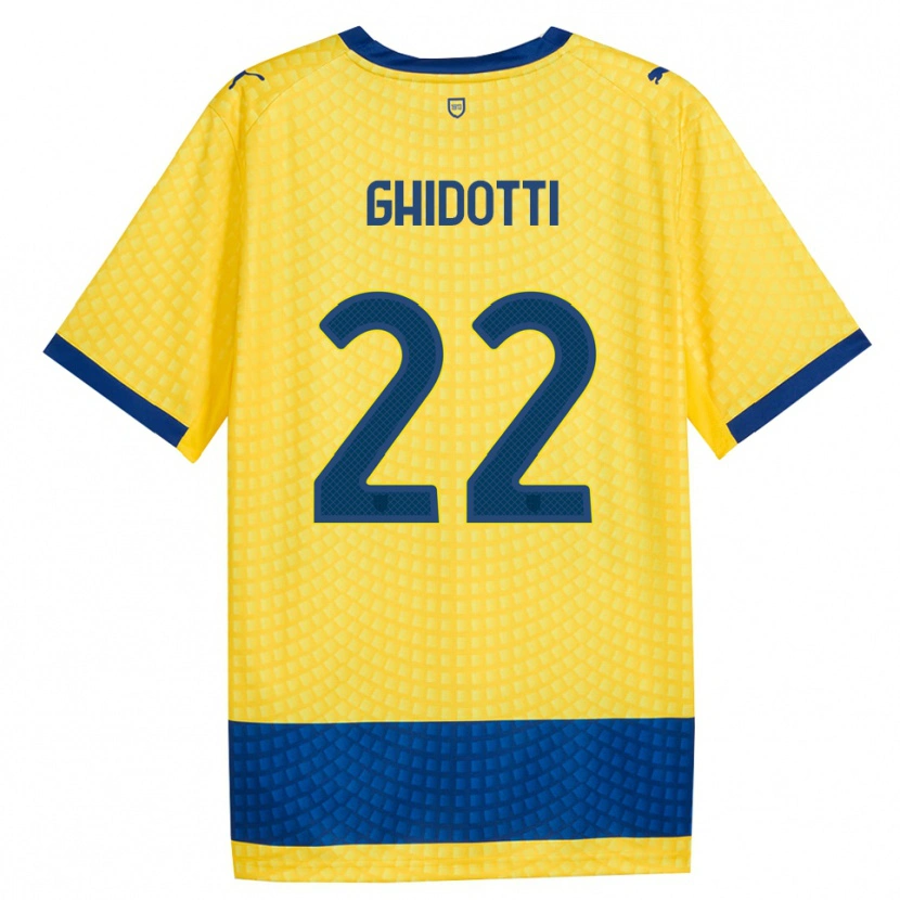Danxen Mulher Camisola Simone Ghidotti #22 Amarelo Azul Preto Alternativa 2026/27 Camisa
