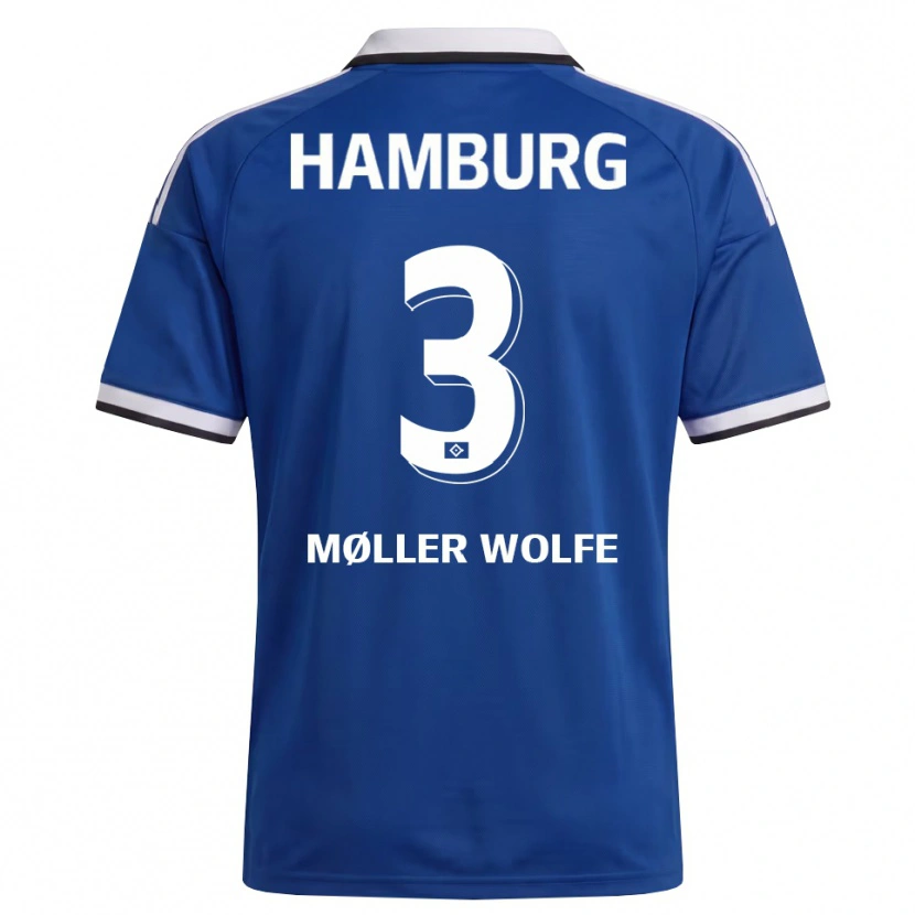 Danxen Criança Camisola David Møller Wolfe #3 Branco Azul Alternativa 2026/27 Camisa