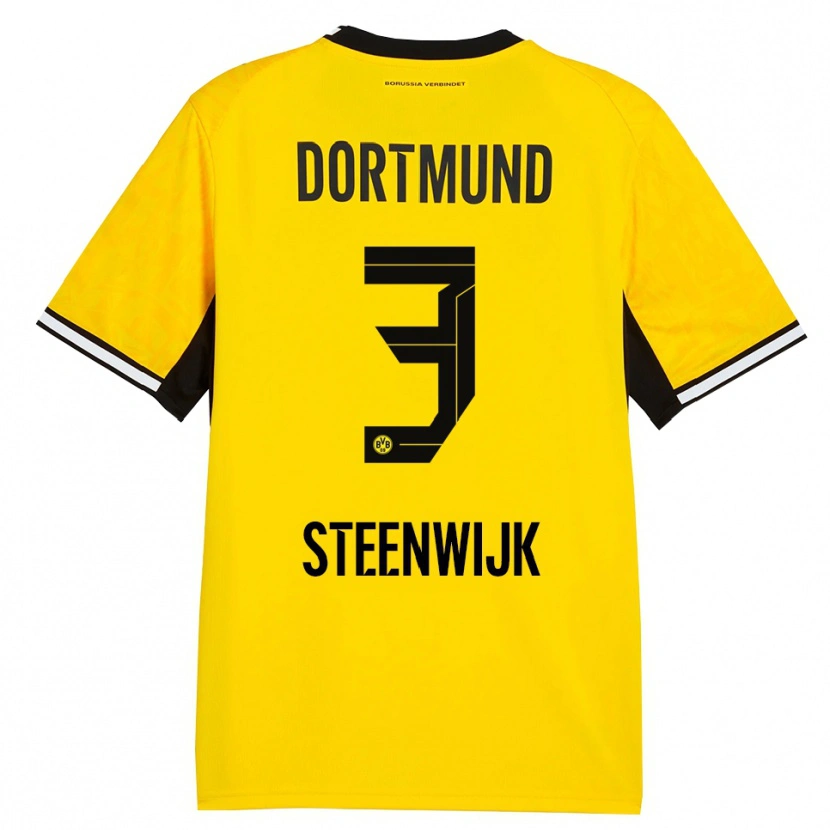 Danxen Criança Camisola Jenske Steenwijk #3 Amarelo Preto Branco Principal 2026/27 Camisa