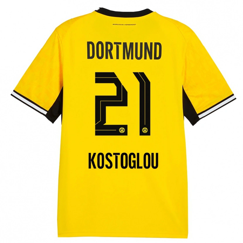 Danxen Criança Camisola Christos Kostoglou #21 Amarelo Preto Branco Principal 2026/27 Camisa