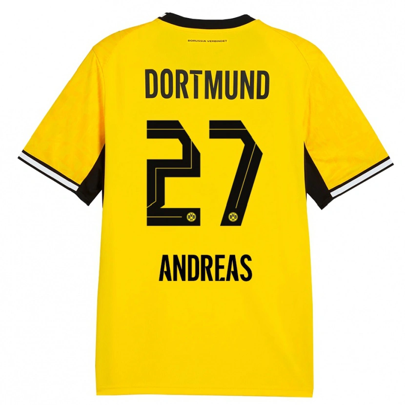 Danxen Criança Camisola Kuno Andreas #27 Amarelo Preto Branco Principal 2026/27 Camisa