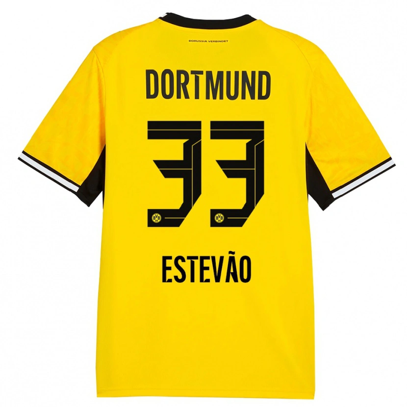 Danxen Criança Camisola Tiago Estevão #33 Amarelo Preto Branco Principal 2026/27 Camisa