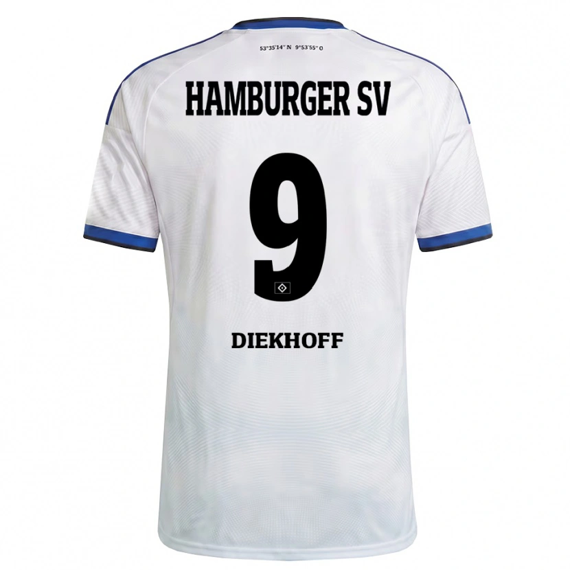 Danxen Criança Camisola Henrike Diekhoff #9 Branco Preto Azul Principal 2026/27 Camisa