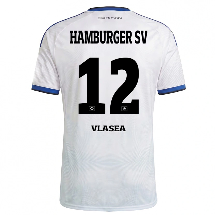 Danxen Criança Camisola Lucian-Octavian Vlasea #12 Branco Preto Azul Principal 2026/27 Camisa