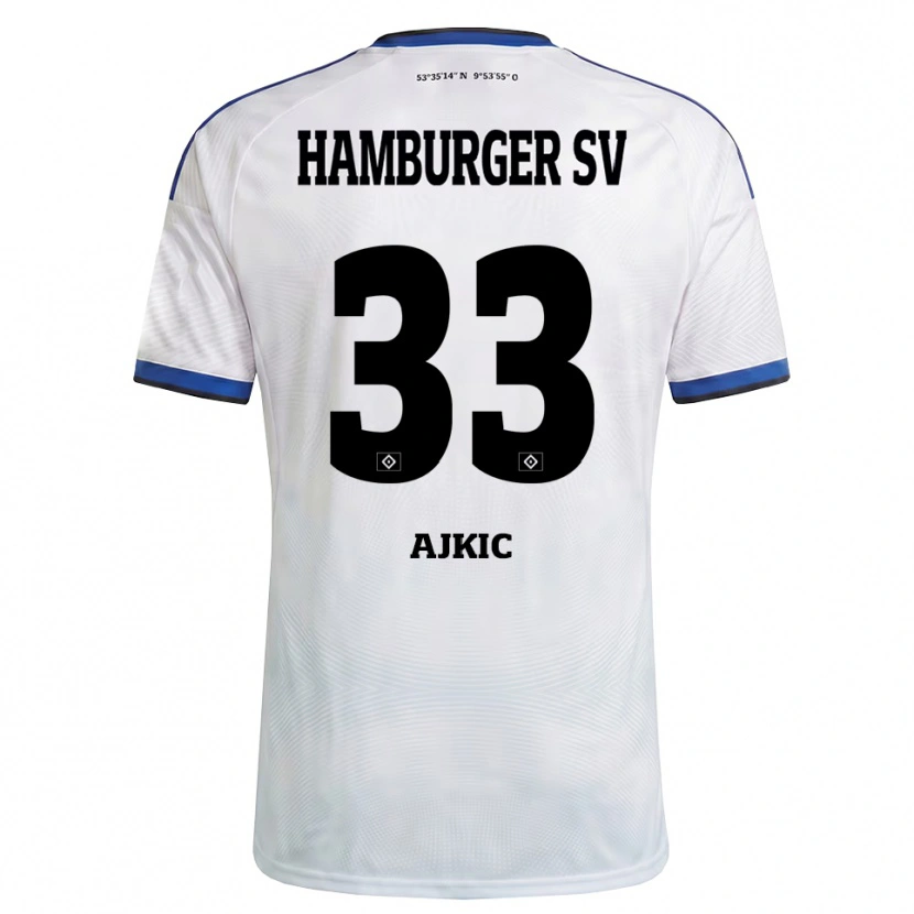 Danxen Criança Camisola Selim Ajkic #33 Branco Preto Azul Principal 2026/27 Camisa