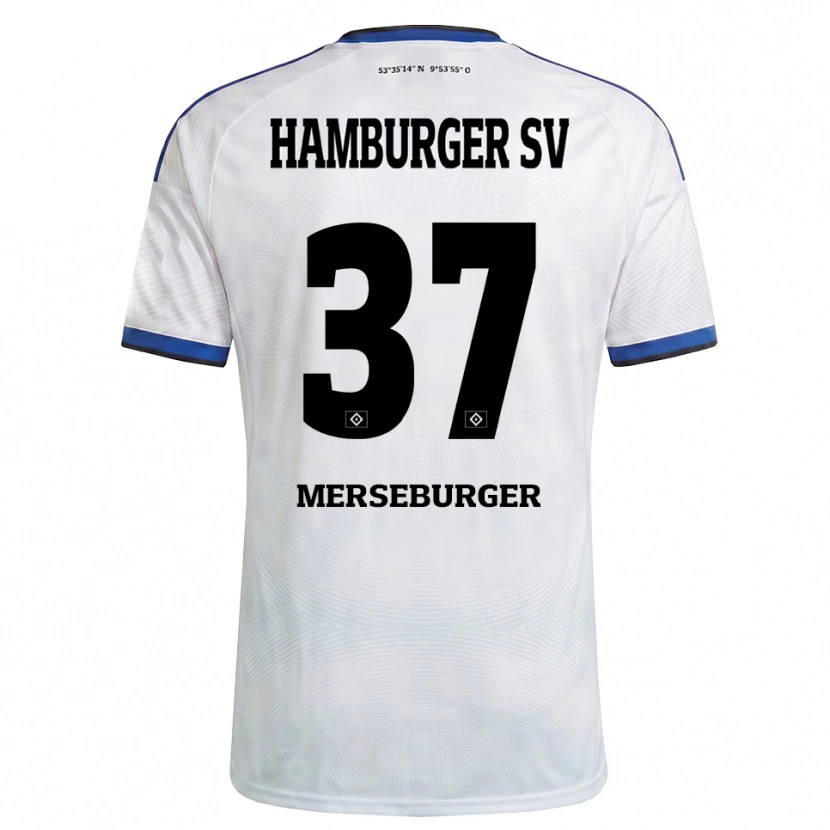 Danxen Criança Camisola Dominik Merseburger #37 Branco Preto Azul Principal 2026/27 Camisa
