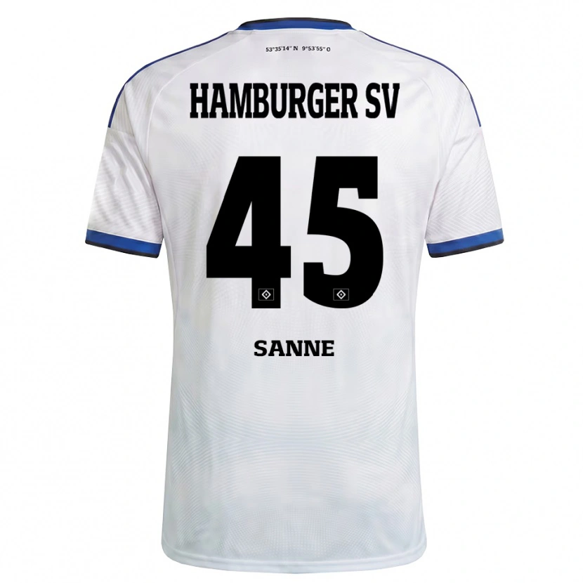 Danxen Criança Camisola Tom Sanne #45 Branco Preto Azul Principal 2026/27 Camisa