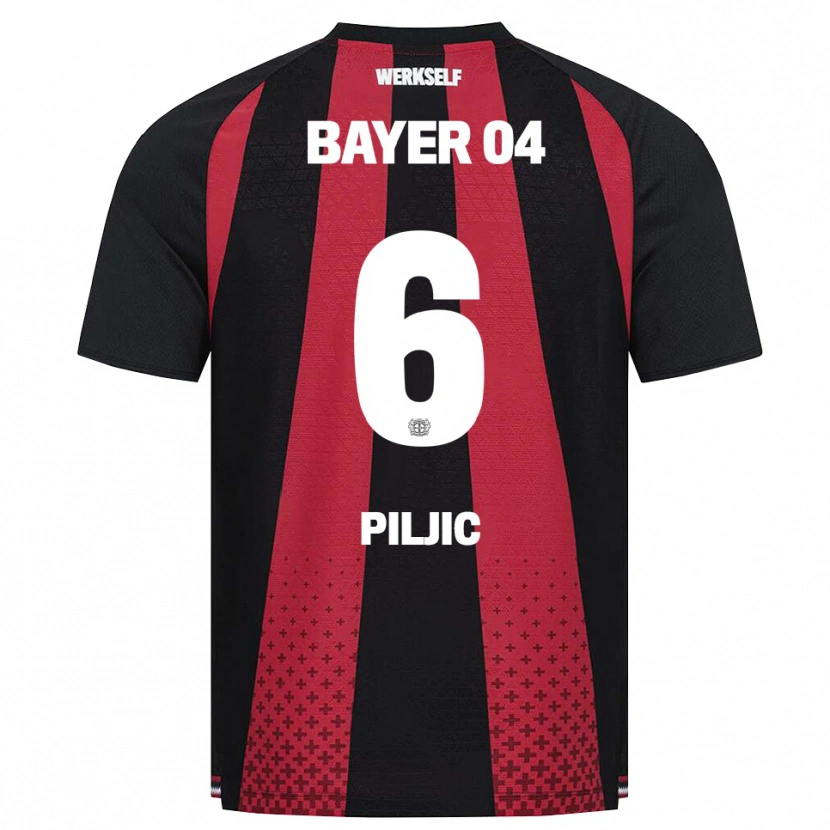 Danxen Criança Camisola Katharina Piljic #6 Preto Branco Vermelho Principal 2026/27 Camisa