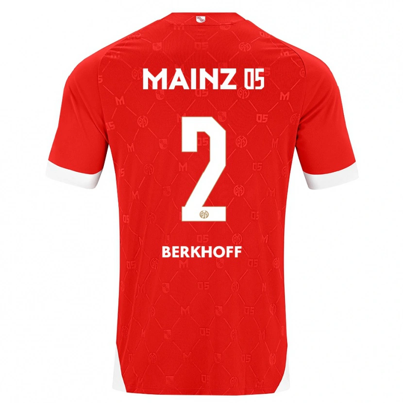 Danxen Criança Camisola Jonas Berkhoff #2 Vermelho Branco Principal 2026/27 Camisa