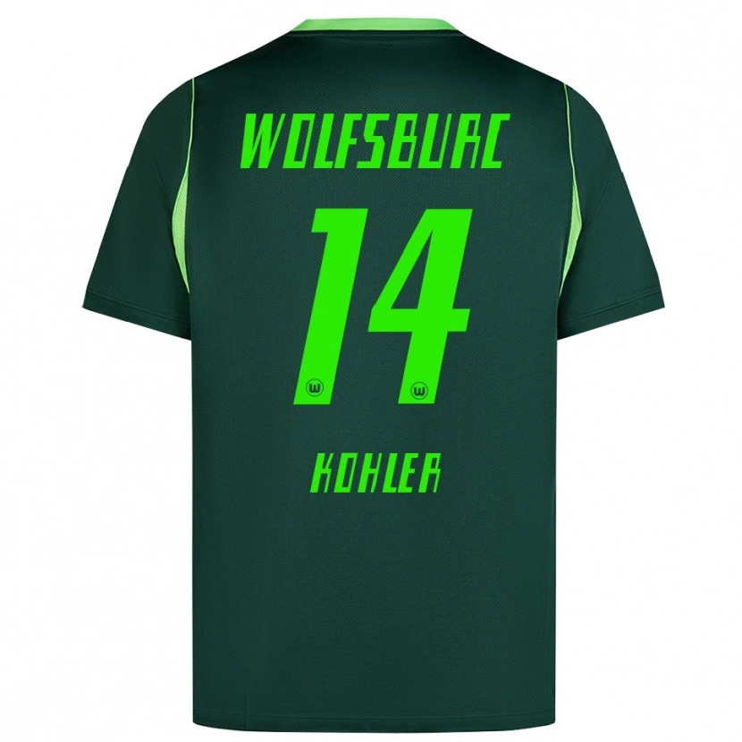 Danxen Criança Camisola Leonard Köhler #14 Verde Escuro Branco Principal 2026/27 Camisa