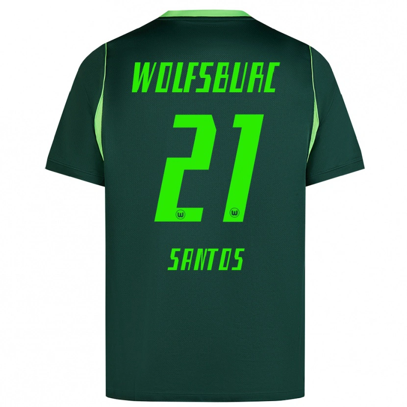 Danxen Criança Camisola Leonardo Santos #21 Verde Escuro Branco Principal 2026/27 Camisa