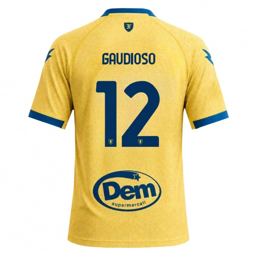 Danxen Criança Camisola Gianmaria Gaudioso #12 Caqui Preto Azul Principal 2026/27 Camisa