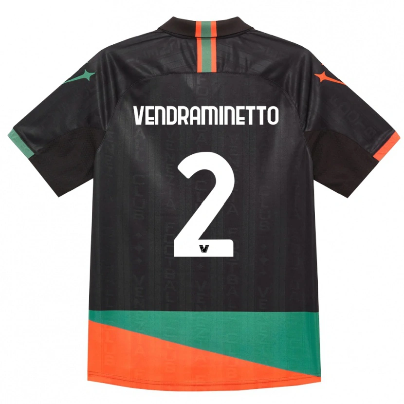 Danxen Criança Camisola Andrea Vendraminetto #2 Preto Laranja Verde Principal 2026/27 Camisa