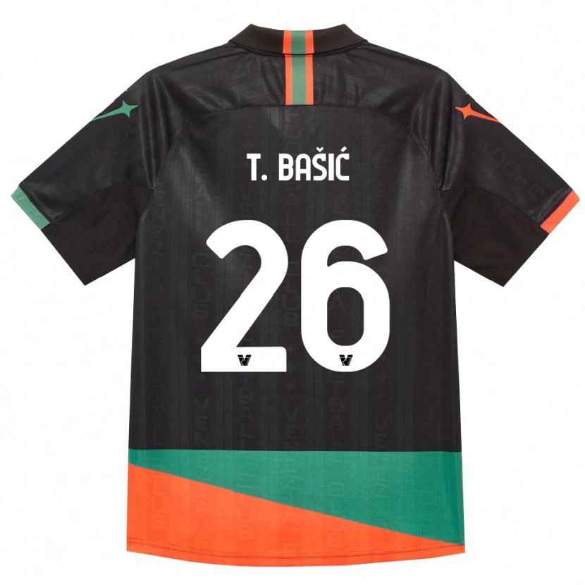 Danxen Criança Camisola Toma Bašić #26 Preto Laranja Verde Principal 2026/27 Camisa
