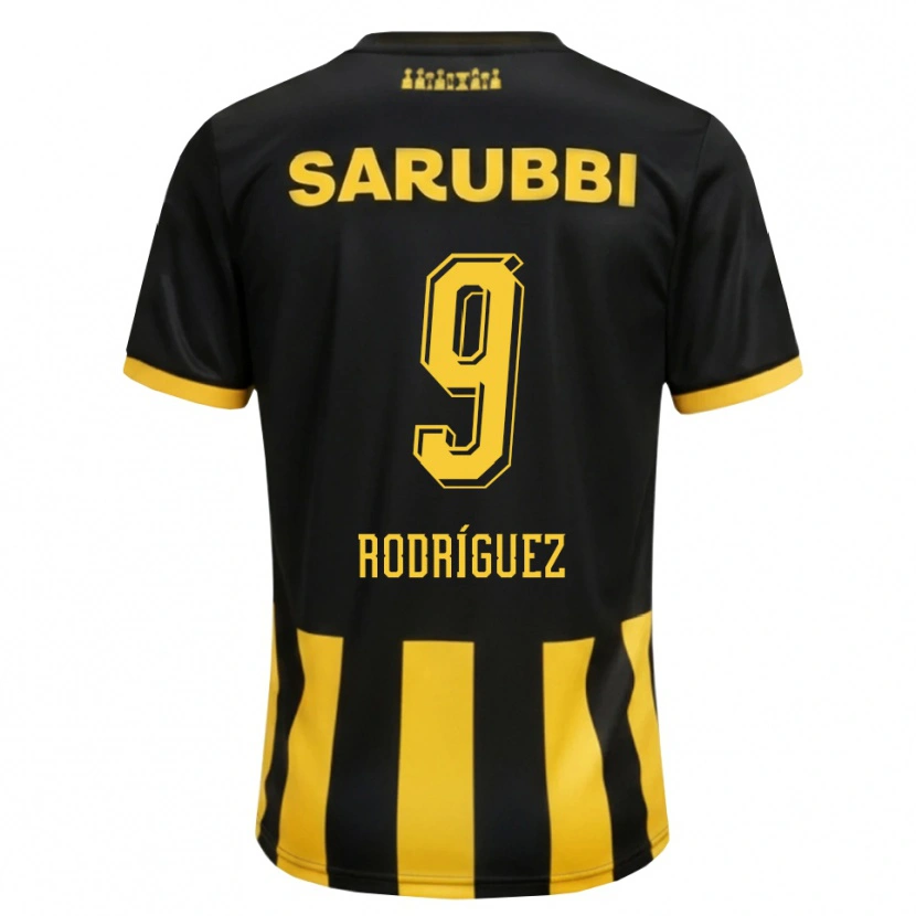 Danxen Criança Camisola Agustín Rodríguez #9 Preto Amarelo Principal 2026/27 Camisa