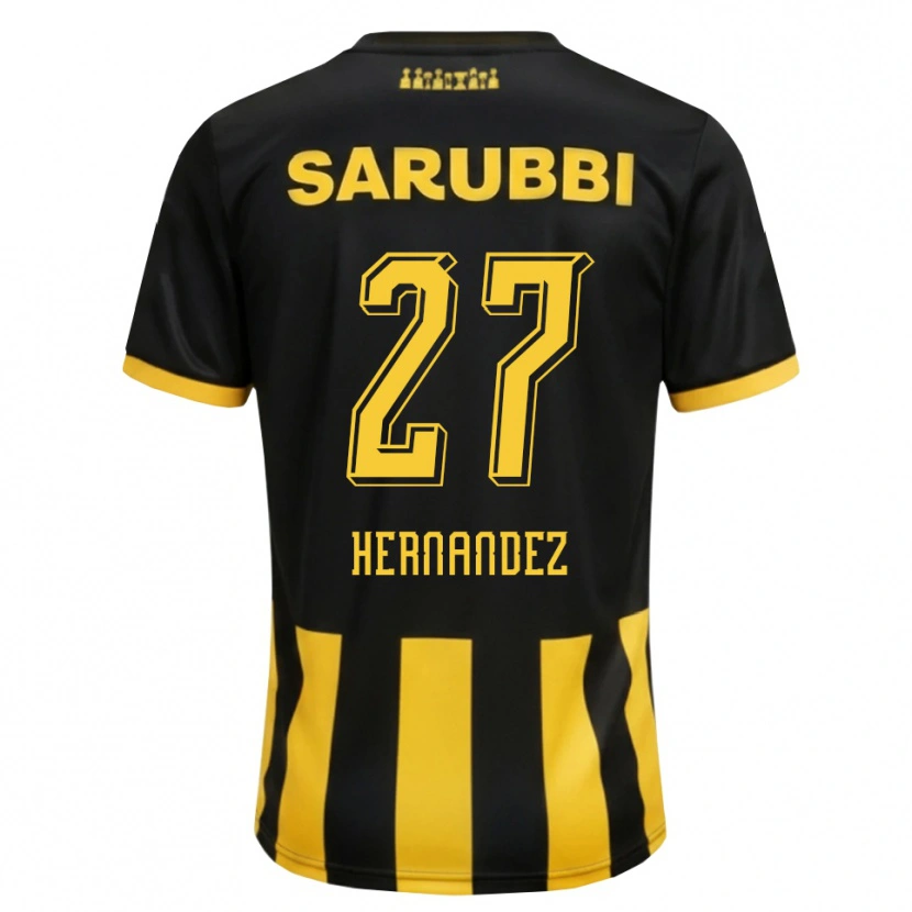 Danxen Criança Camisola Lucas Hernández #27 Preto Amarelo Principal 2026/27 Camisa