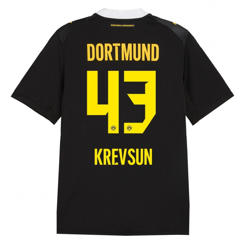 Danxen Criança Camisola Danylo Krevsun #43 Preto Vermelho Amarelo Alternativa 2026/27 Camisa