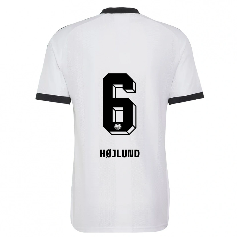 Danxen Criança Camisola Oscar Højlund #6 Branco Preto Alternativa 2026/27 Camisa