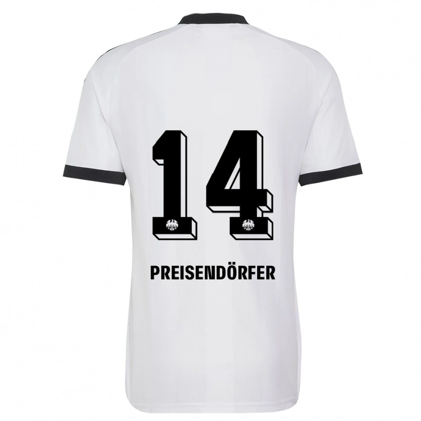 Danxen Criança Camisola Constantin Preisendörfer #14 Branco Preto Alternativa 2026/27 Camisa