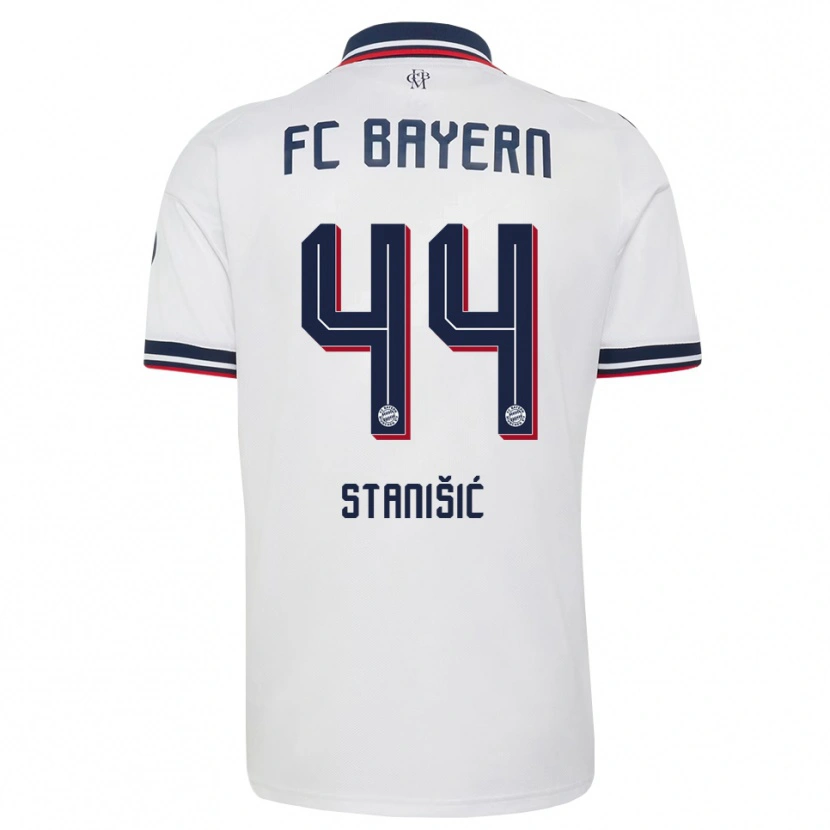 Danxen Criança Camisola Josip Stanisic #44 Cinza Branco Vermelho Alternativa 2026/27 Camisa