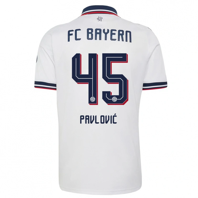 Danxen Criança Camisola Aleksandar Pavlovic #45 Cinza Branco Vermelho Alternativa 2026/27 Camisa