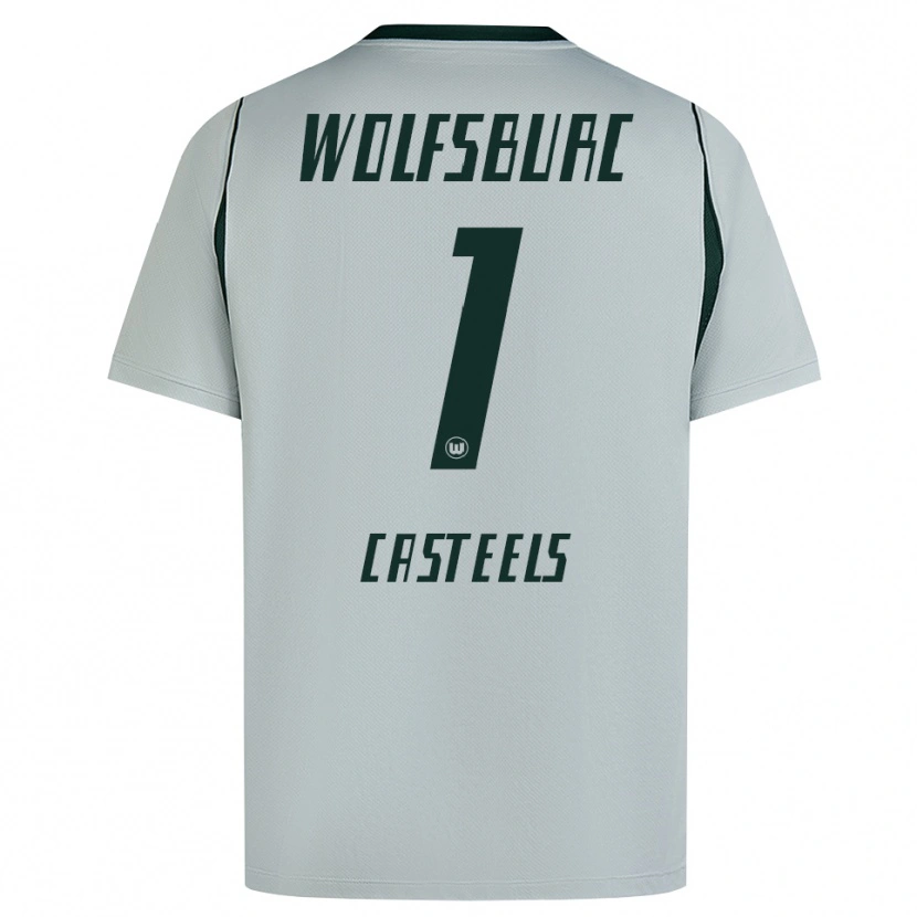 Danxen Criança Camisola Koen Casteels #1 Cinza Verde Alternativa 2026/27 Camisa