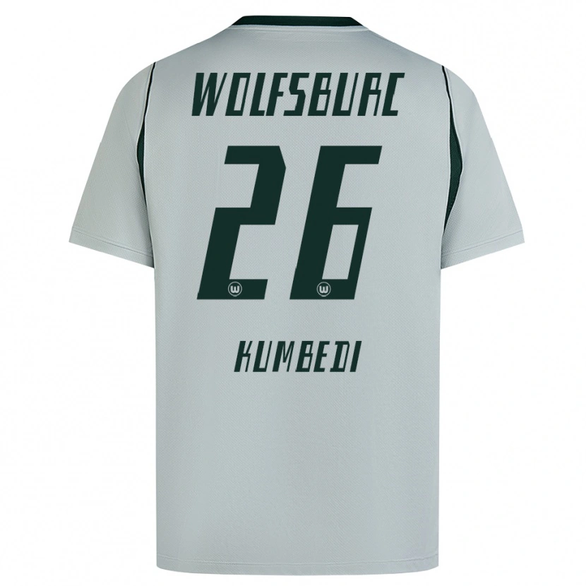 Danxen Criança Camisola Saël Kumbedi #26 Cinza Verde Alternativa 2026/27 Camisa
