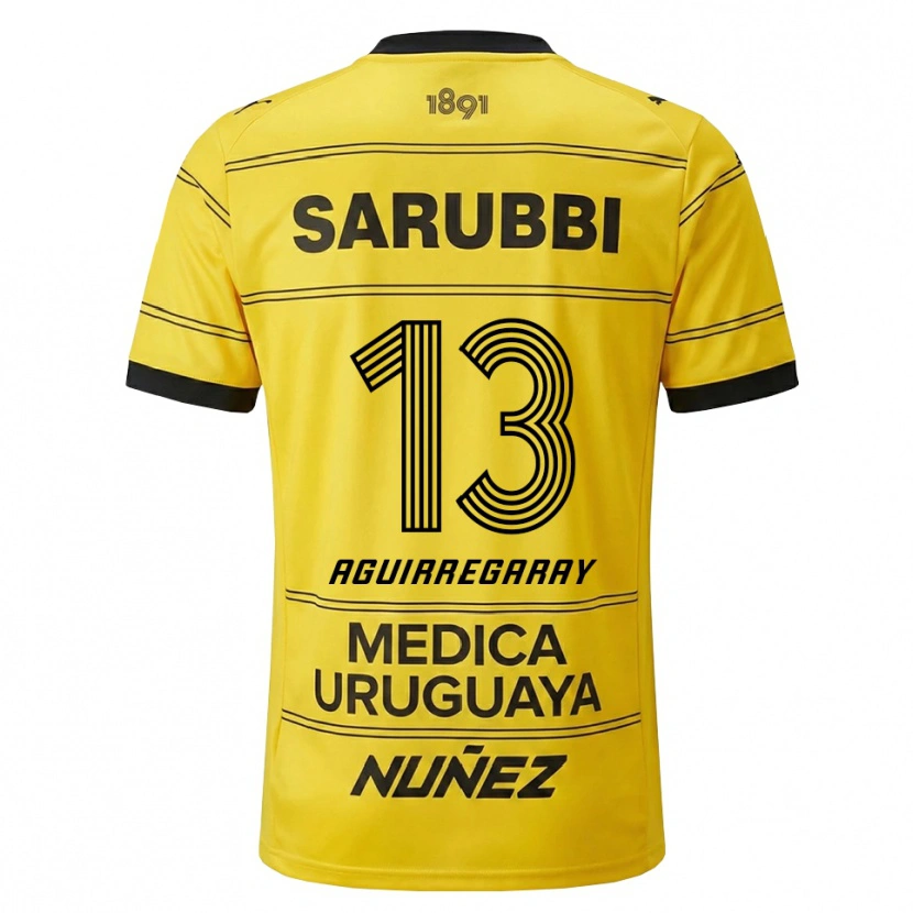 Danxen Criança Camisola Matías Aguirregaray #13 Amarelo Preto Alternativa 2026/27 Camisa
