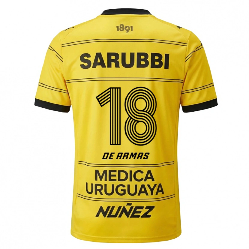 Danxen Criança Camisola Nahuel De Armas #18 Amarelo Preto Alternativa 2026/27 Camisa