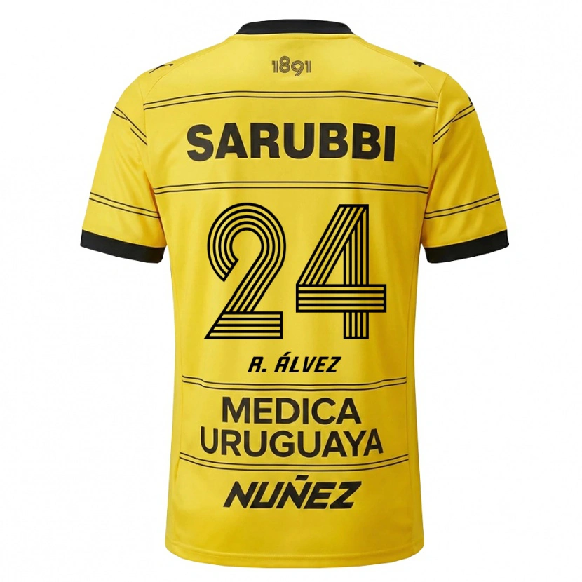 Danxen Criança Camisola Rodrigo Álvez #24 Amarelo Preto Alternativa 2026/27 Camisa