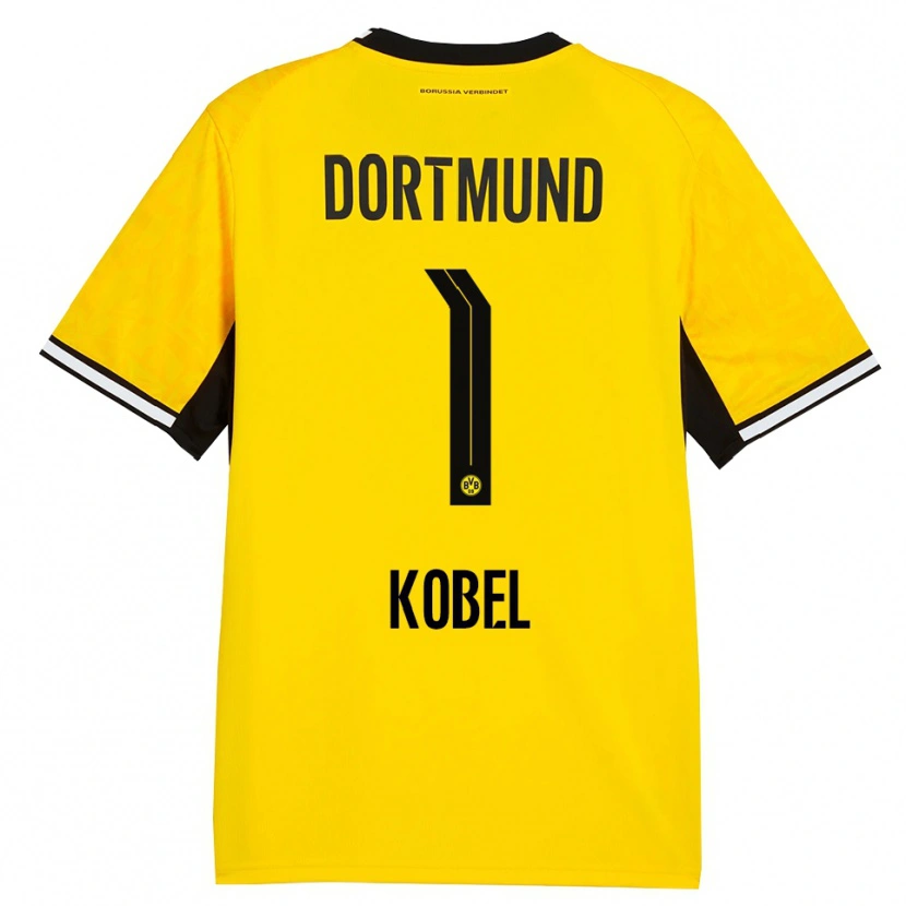 Danxen Homem Camisola Gregor Kobel #1 Amarelo Preto Branco Principal 2026/27 Camisa